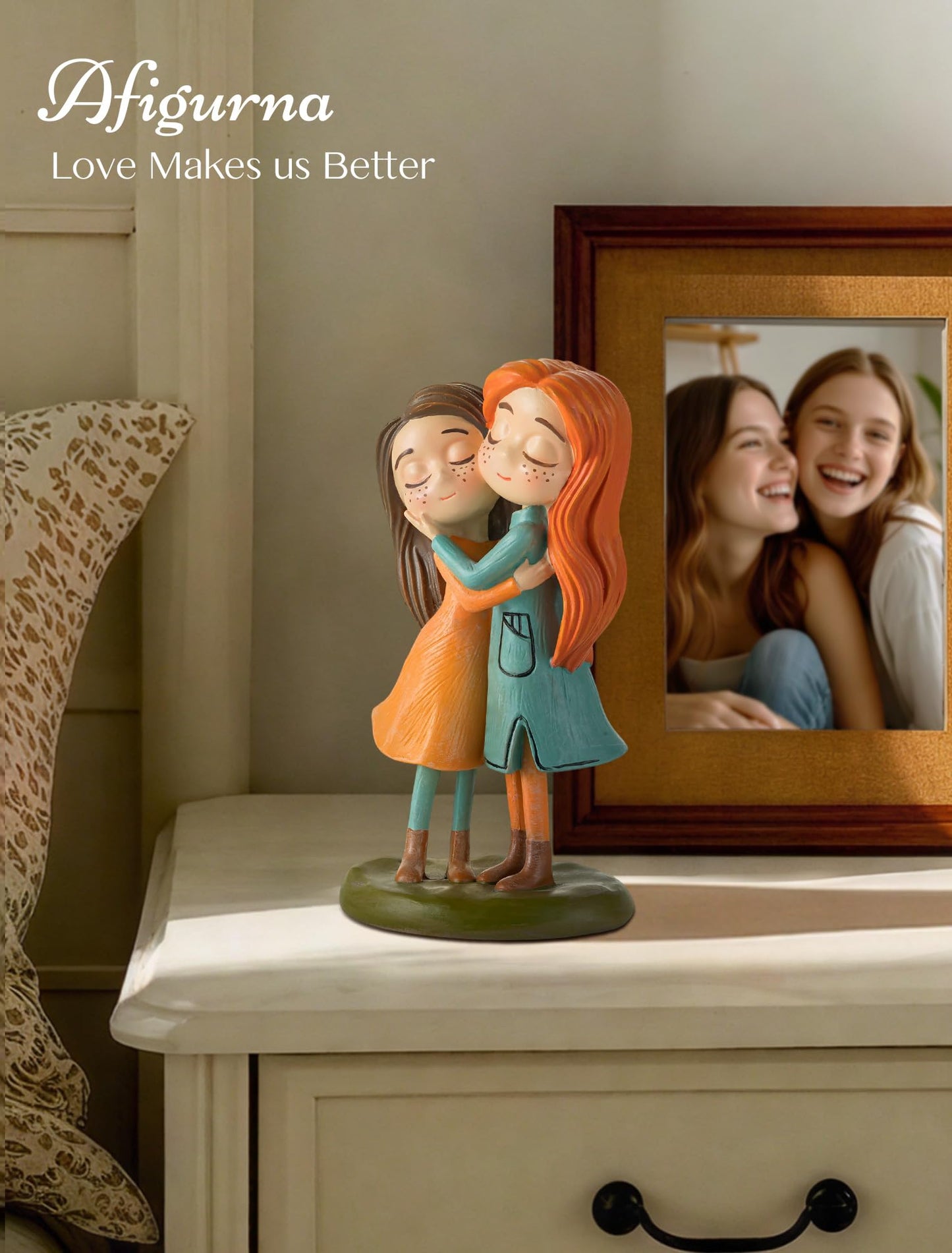 Afigurna Sister Birthday Figurine Gifts: Embracing Sister Gifts from Sister - Sentimental Gifts for Best Friend - Unique Bestie Little Sister Presents for Christmas Friendgiving