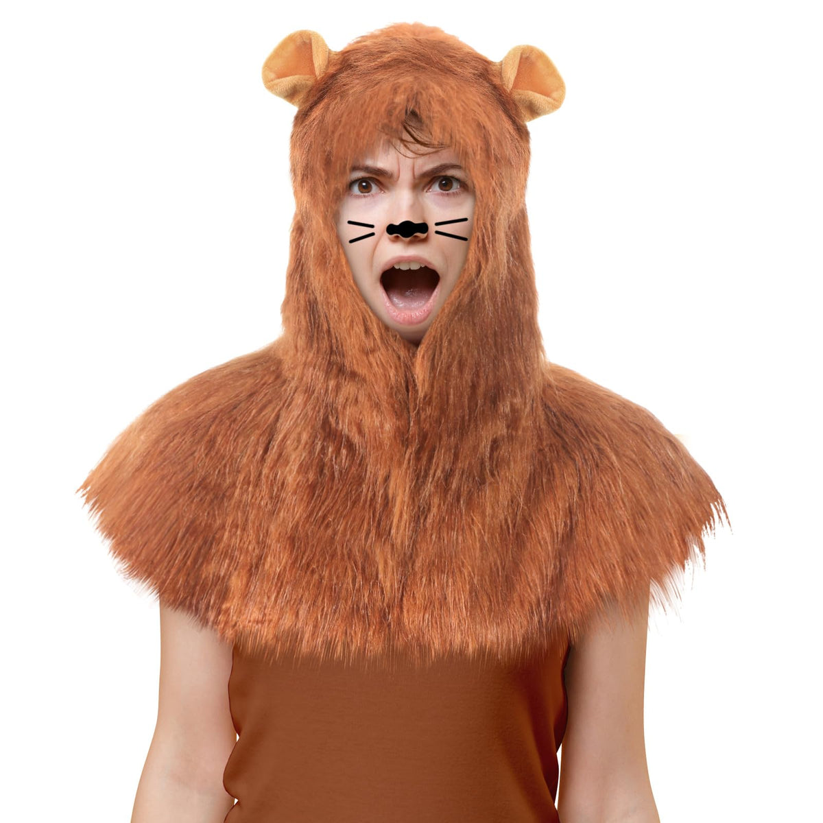 Suncalla Halloween Lion Mane Costume Accessories for Adult Animal Themed Costume Include Plush Mask Lion Ears Headband for Halloween Cosplay