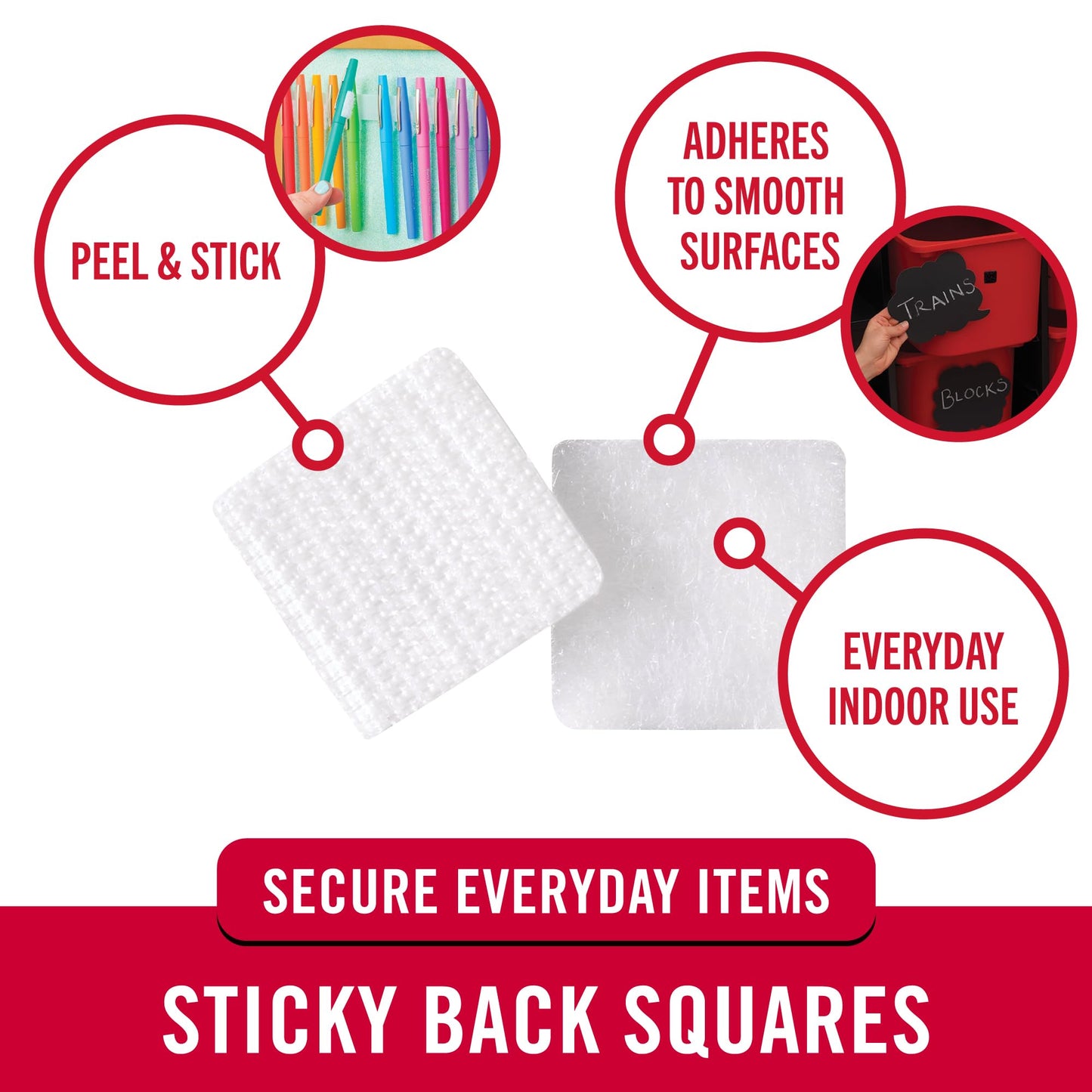 VELCRO Brand Sticky-Back Fasteners, Removable Adhesive, 0.88" X 0.88", White, 12 count (Pack of 1)