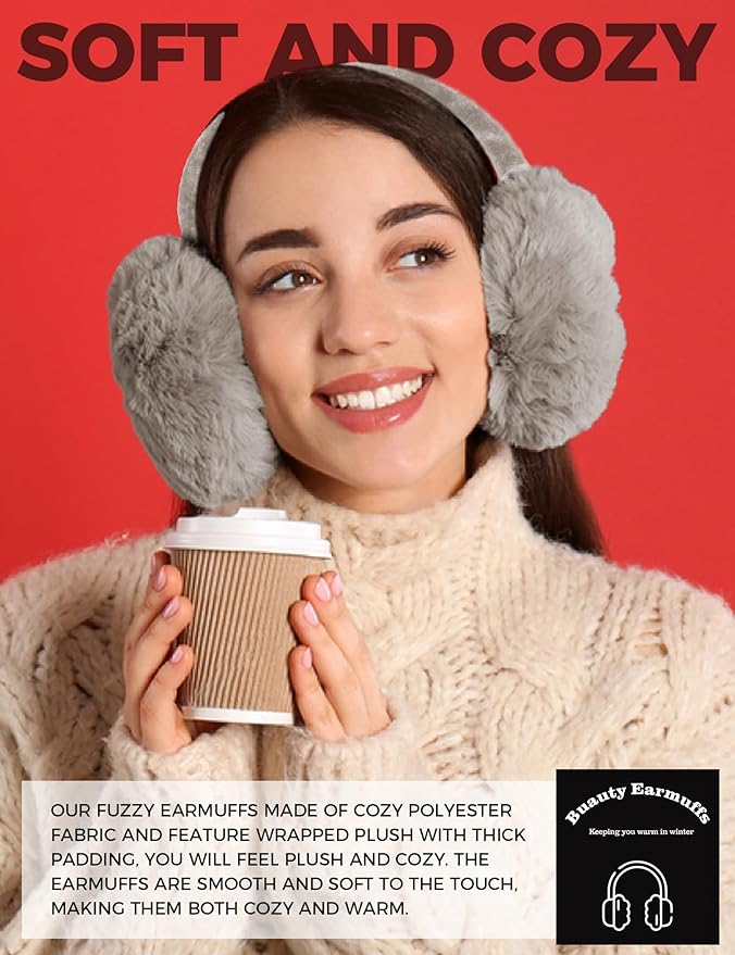 Buauty Ear Muffs Winter Women Men Soft Earmuffs Cute Ear Covers Cold Weather Fluffy Ear Warmers Headband Winter Accessories