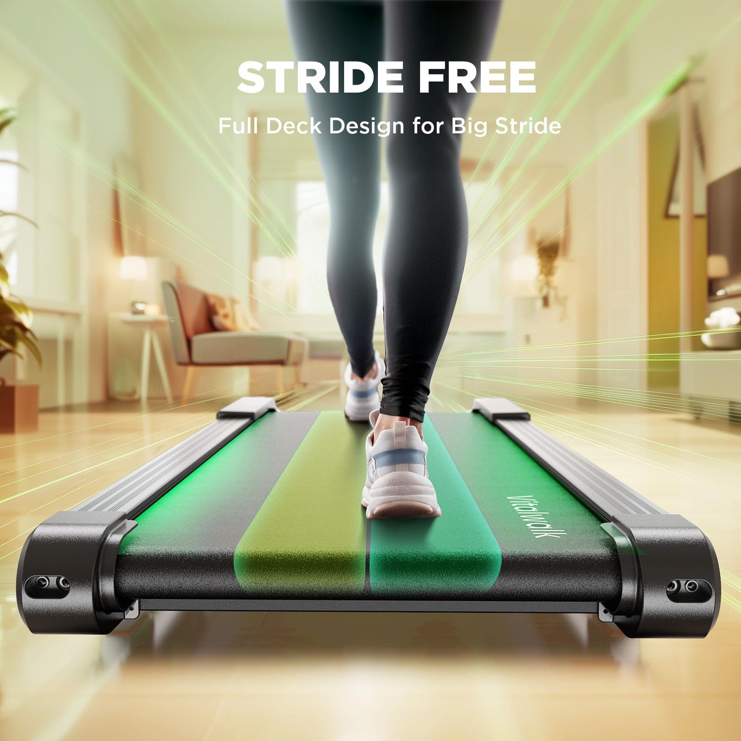Vitalwalk Walking Pad Treadmill with Incline, Full Deck 15% Auto Incline, Portable Under Desk Treadmills for Home Office, 350LBS, 3.0HP Brushless, 4-Way Move & Vertical Storage, Ambient Light, 40"x16"