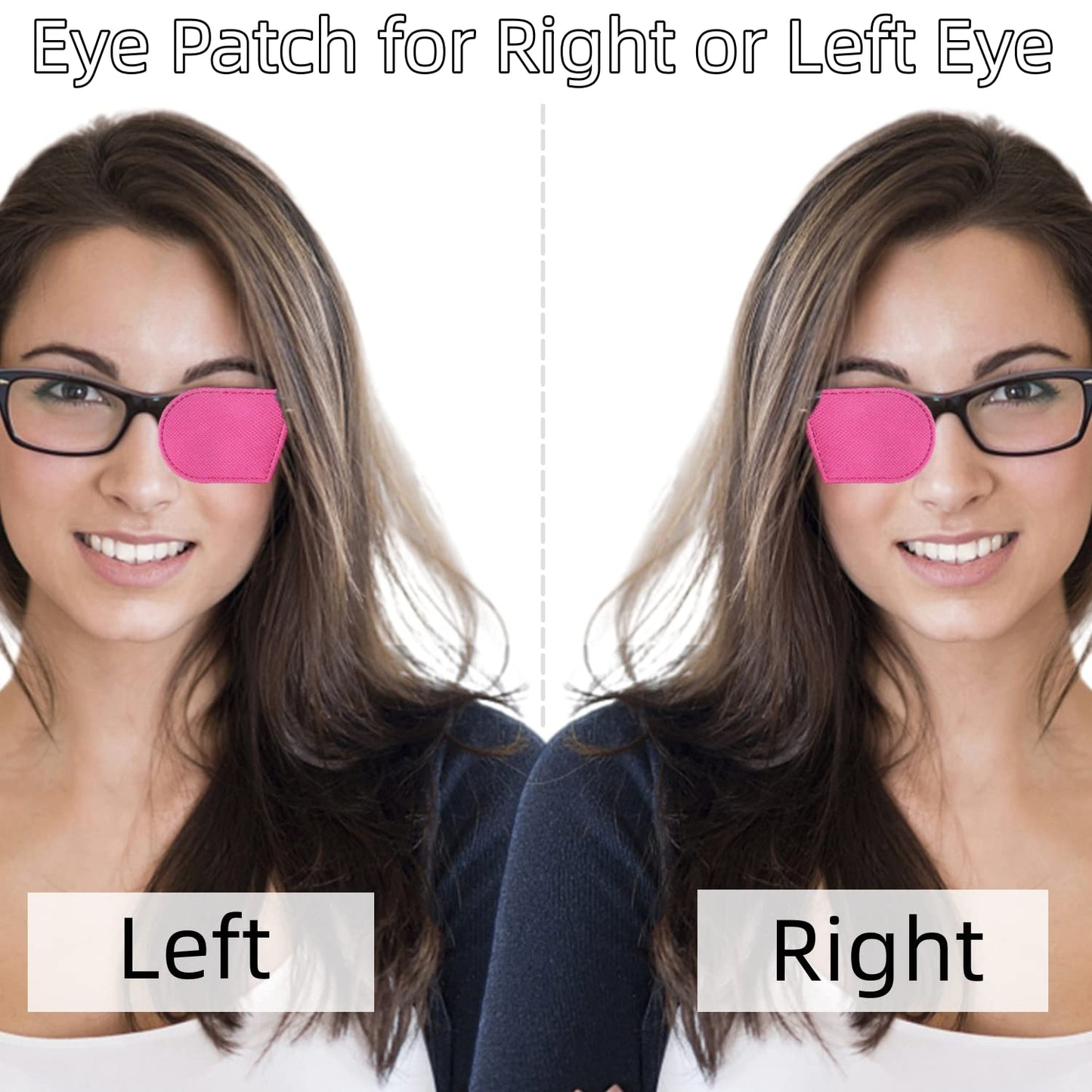 VEEJION 12PCS Eye Patches for Adults Kids Eye Patch for Glasses Treat Lazy Eye Amblyopia for Left or Right Eyes (Pink)