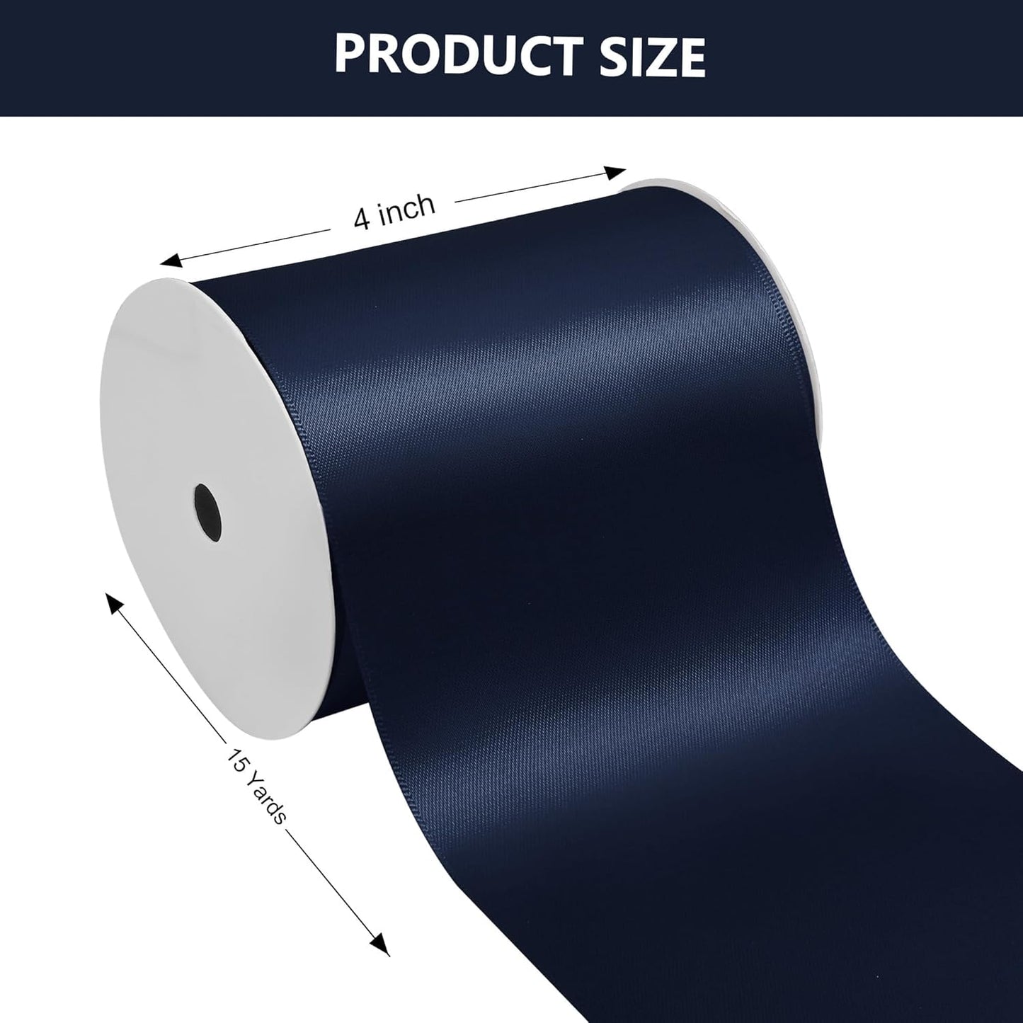 Navy Blue Satin Ribbon 4 Inch X 15 Yards Solid Color Double Faced Ribbons Perfect for Crafts Wedding Decor Bow Making Arts Sewing and More