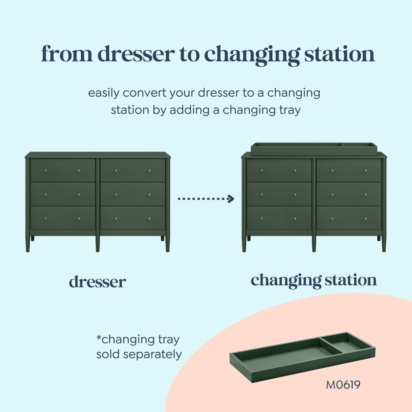 DaVinci Frem 6-Drawer Dresser in Forest Green