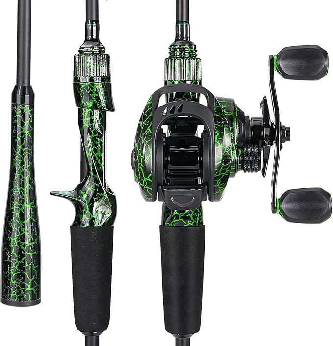 Sougayilang Casting Fishing Rod Combos, IM6 Graphite 2Pc Blanks, Anti-Reverse Baitcasting Reel, Stainless Steel Guides