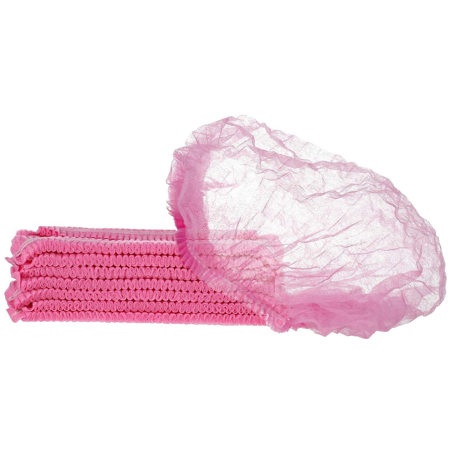 100 Pcs Disposable Nonwoven Bouffant Caps 21 Inch Hair Net Elastic Cap Hair Cover Hats for Beauty Salon Hospital Spa Catering Dust-free Workspace(Pink)