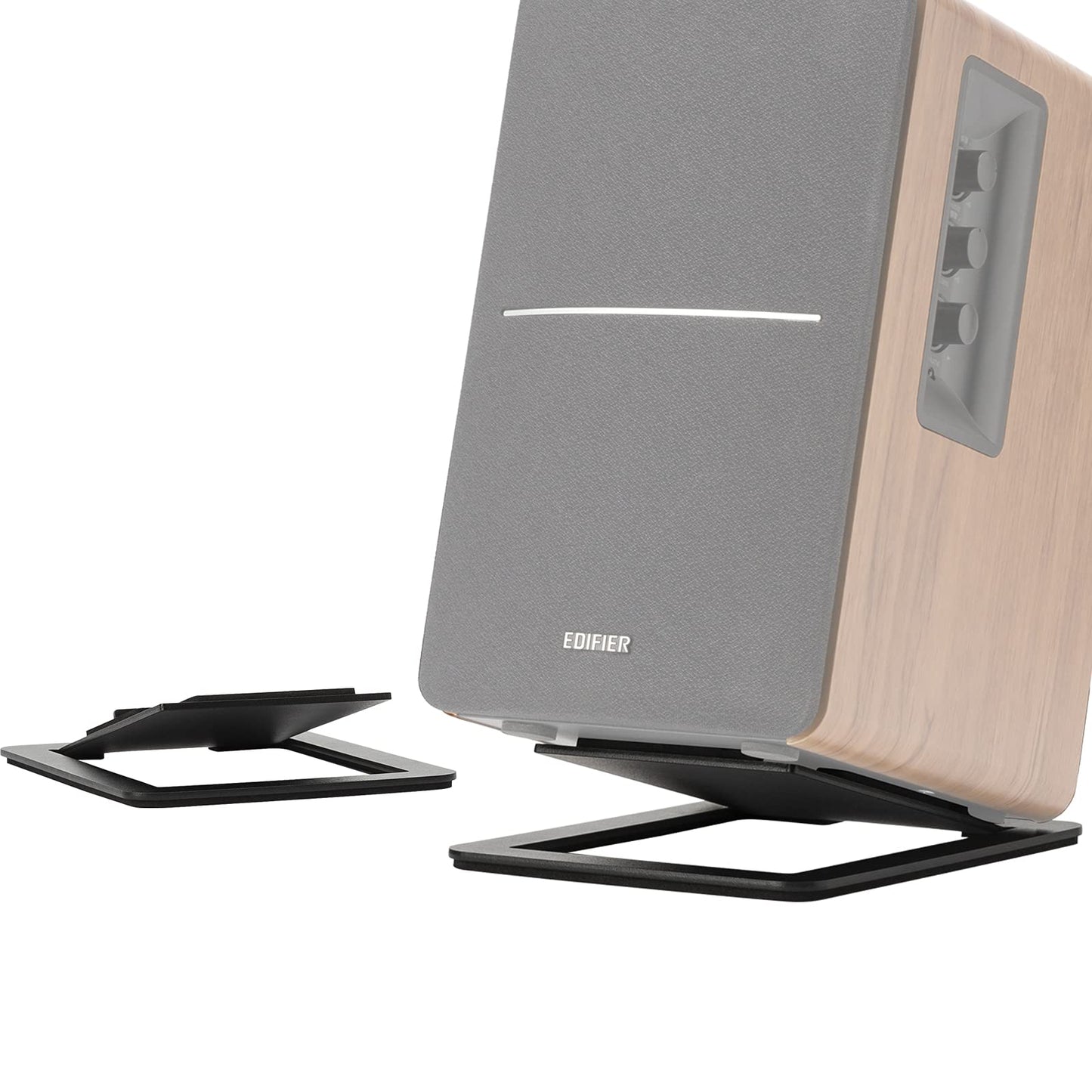 7" Desktop Speaker Stands for Midsize Bookshelf Computer Speakers, Studio Monitor Vibration Damping Tilted Tabletop Speaker Stands, Black - Pair