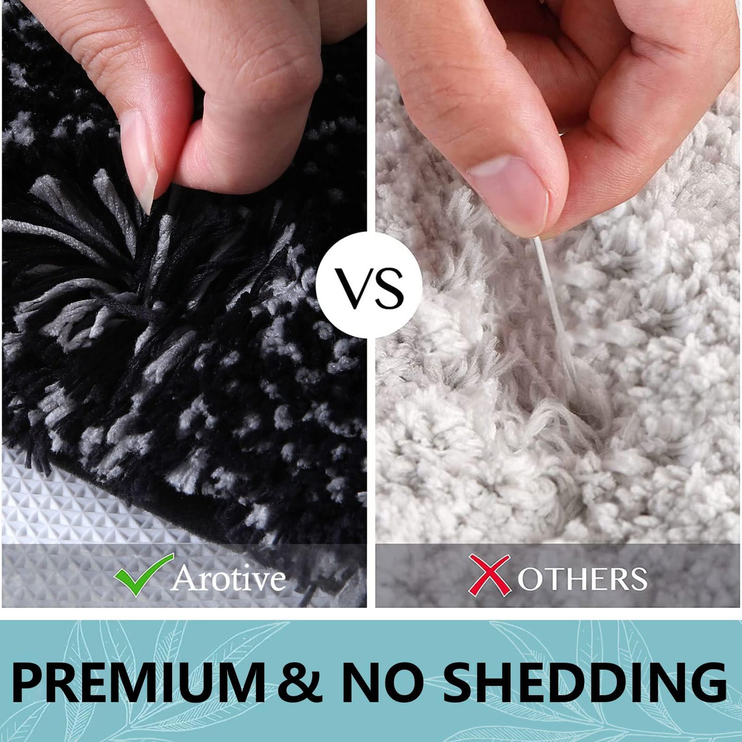 Arotive Bathroom Rugs Sets 2 Piece, Shaggy Soft and Absorbent Microfiber Bath Rugs, Non-Slip, Machine Washable Dry Bath Mats for Bathroom, 30x20 and 24x16,Black