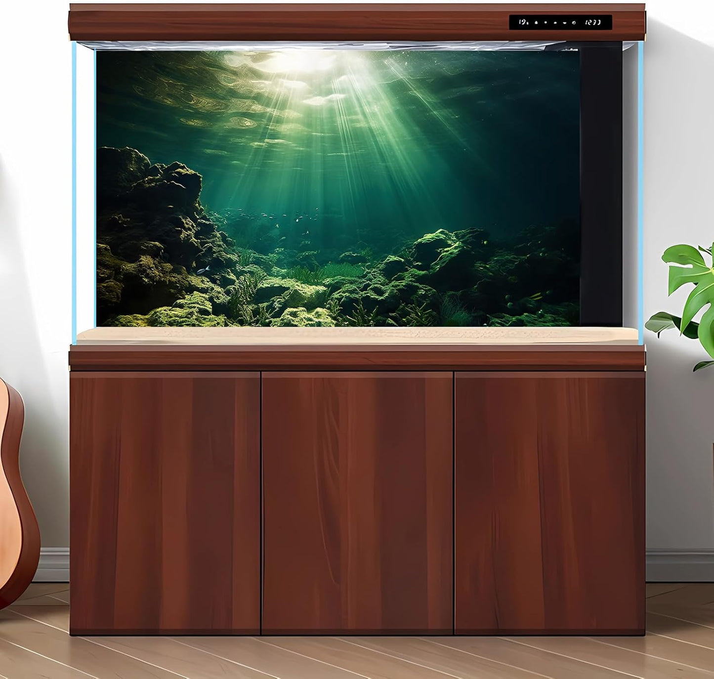 Under The Sea Aquarium Background Underwater Fish Tank Background Ocean Floor Rock Cave Sunray Terrarium Backgrounds Tropical Fish Ocean World Aquarium Reptile Tank Backgrounds 24x16in