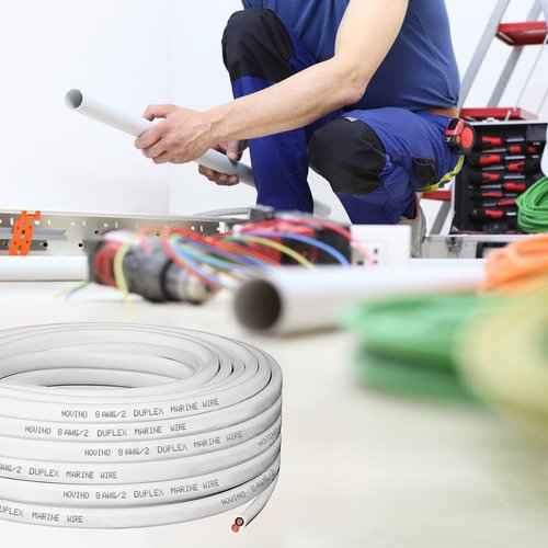 8 Gauge Marine Wire Duplex Marine Grade Wire,8 AWG 40ft Tinned Copper Heavy Duty Sheathed Cable for Boat/Automotive/RV/Camper/Trailer