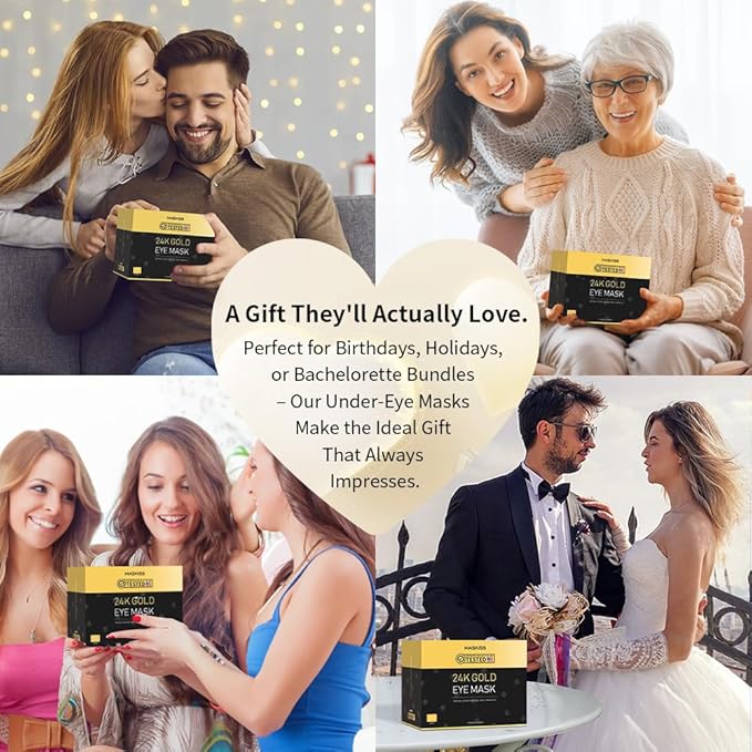 24k Gold Under Eye Patches (30 Pairs), eye mask, Collagen Skin Care Products, Eye Patches for Puffy Eyes, eye masks for dark circles and puffiness