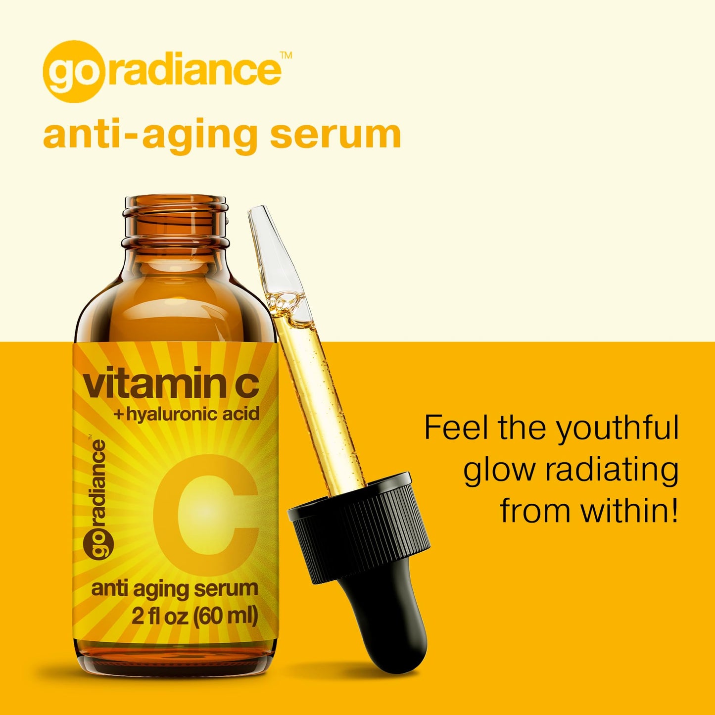 Go Radiance Double Size (2oz), 20% Vitamin C Serum for Face, Hyaluronic Acid, Vitamin C for Face Serum for Women