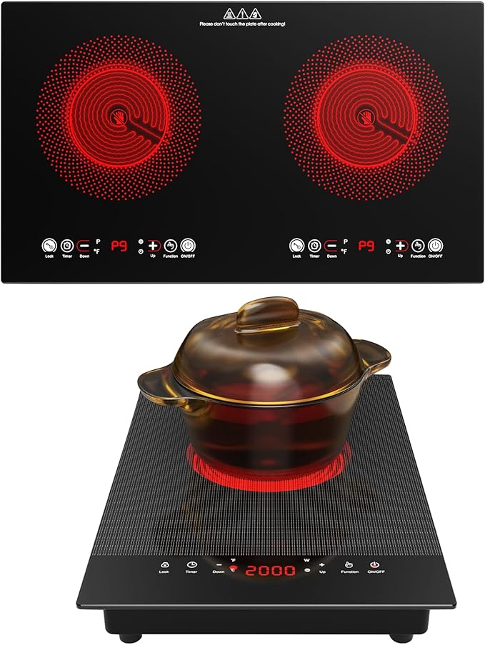 VBGK Single and Double Electric Cooktop, 110V Electric Stove Top with 9 Power Levels, Kids Lock & Timer,LED Touch Control,...
