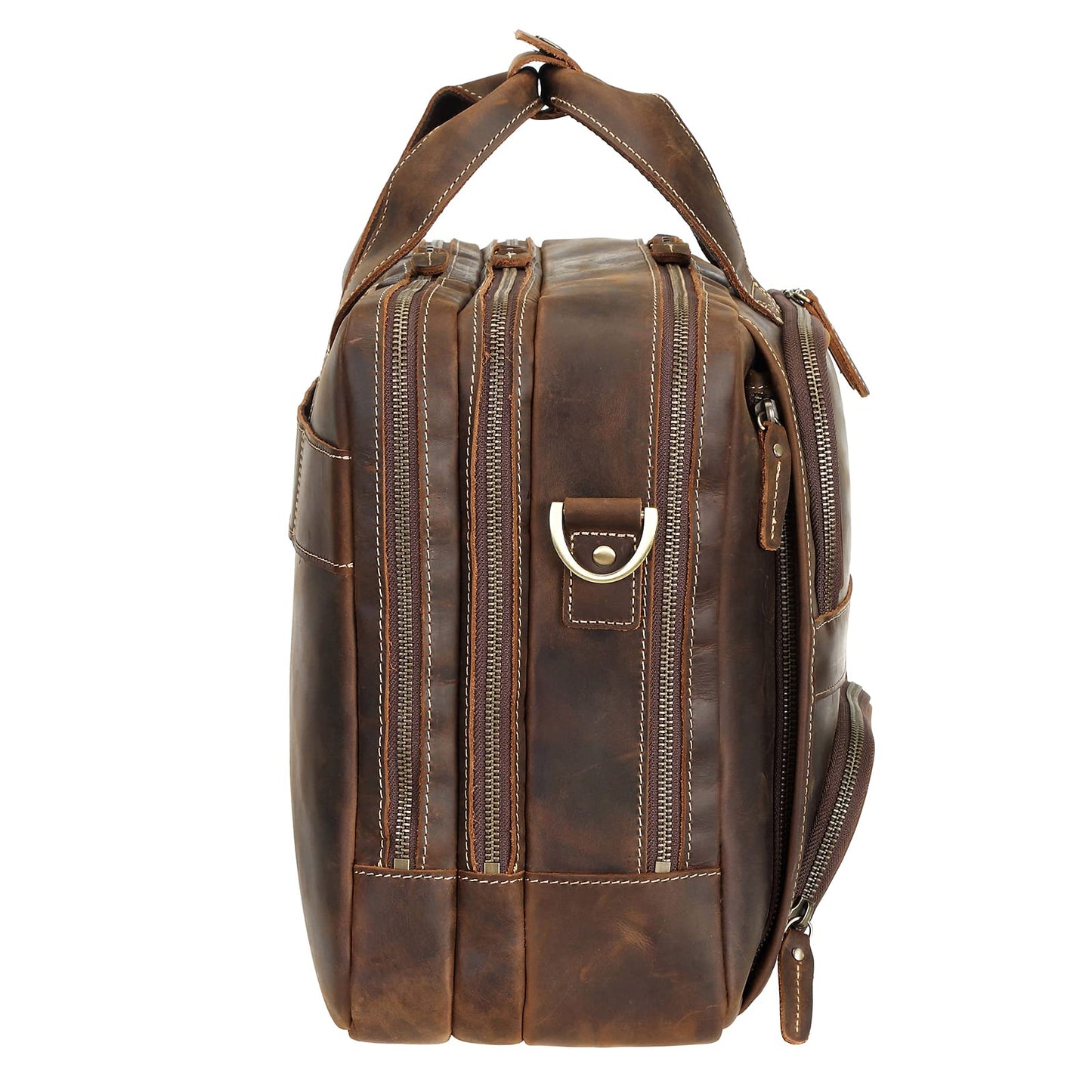 Polare Full Grain Cowhide Leather 17'' Laptop Large Briefcase for Men Business Messenger Bag Work Bag