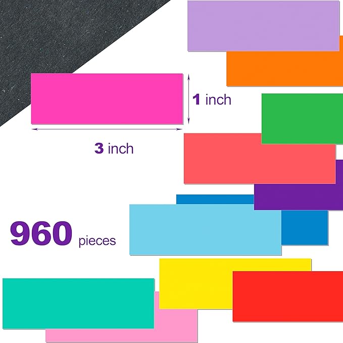 960 Pack Rectangular Colored Coding Labels Stickers by YSHIHE,3 x 1 inch Label Sticker,10 Assorted Colored Name Tags
