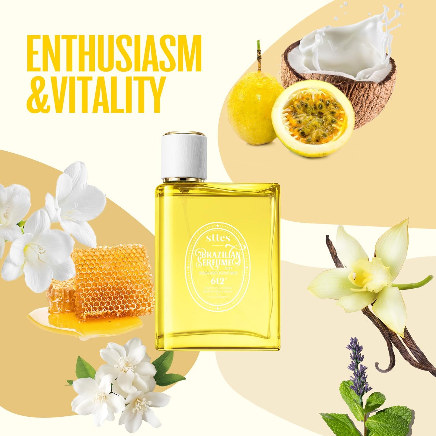 Sttes Perfume 612#（PASSION FRUIT COCONUT WATER） - Eau De Perfume 100ml (3.4fl Oz) Flower Fruit Gourmet tune (PASSION FRUIT +COCONUT +vanilla)