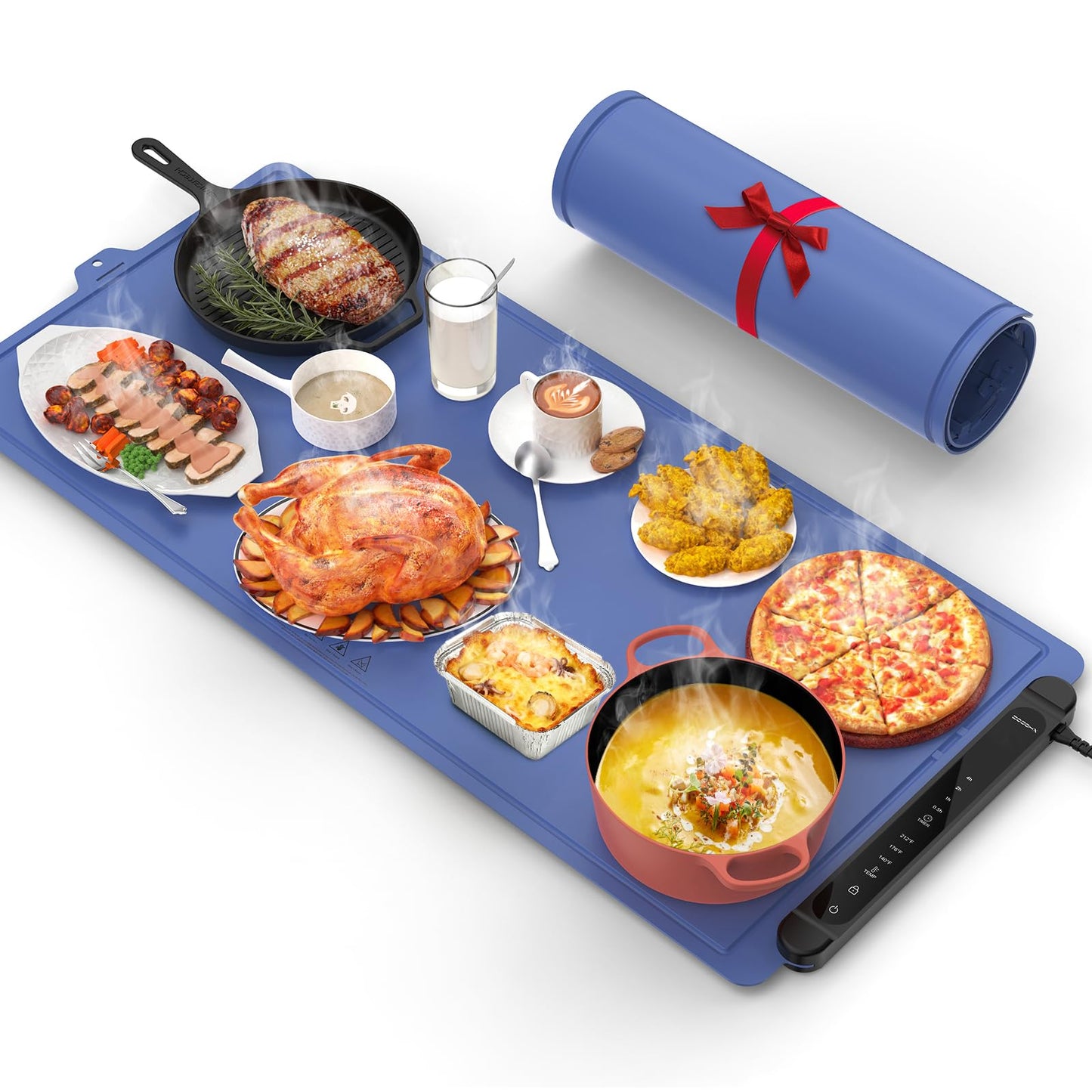 Warming Mat for Food Extra Large: 36"X16" Adjustable Silicone Food Warming Mat Heating Pad Food Warming Pad for Kitchen Counter Warming Trays for Buffets Party Hot Plates for Countertop Family Blue