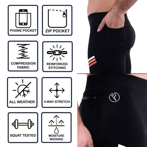 Kapow Meggings Men's Performance Pro Leggings Sports Compression with Pockets