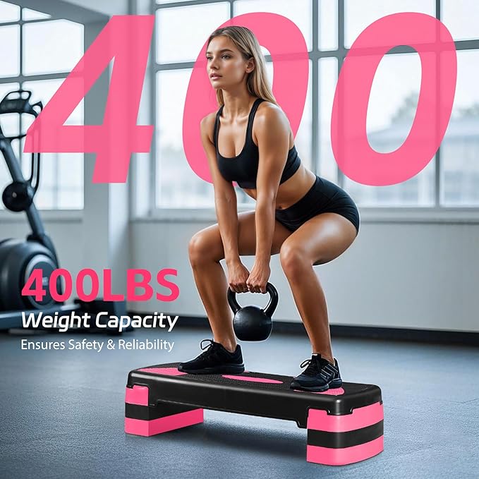 ZENY 31’’ Aerobic Step Platform, Adjustable Exercise Workout Stepper with Stable Risers, Stand Up Steppers for Exercise at Home, Fitness Equipment for Home Gym