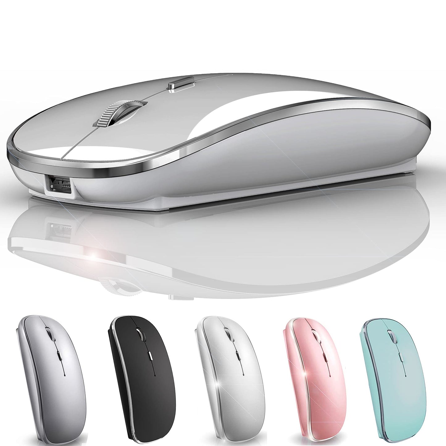 JETTA Wireless Mouse for MacBook Pro  MacBook Air  Laptop  Desktop  Chromebook  Win7/8/10/11  PC - Silver-New