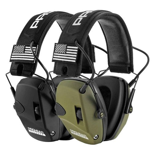 PROHEAR Electronic Ear Protection for Shooting with 4X Sound Amplification, Gun Range Hearing Protection Muffs, NRR 23dB Noise Reduction Headphones for Hunting, Black and Green