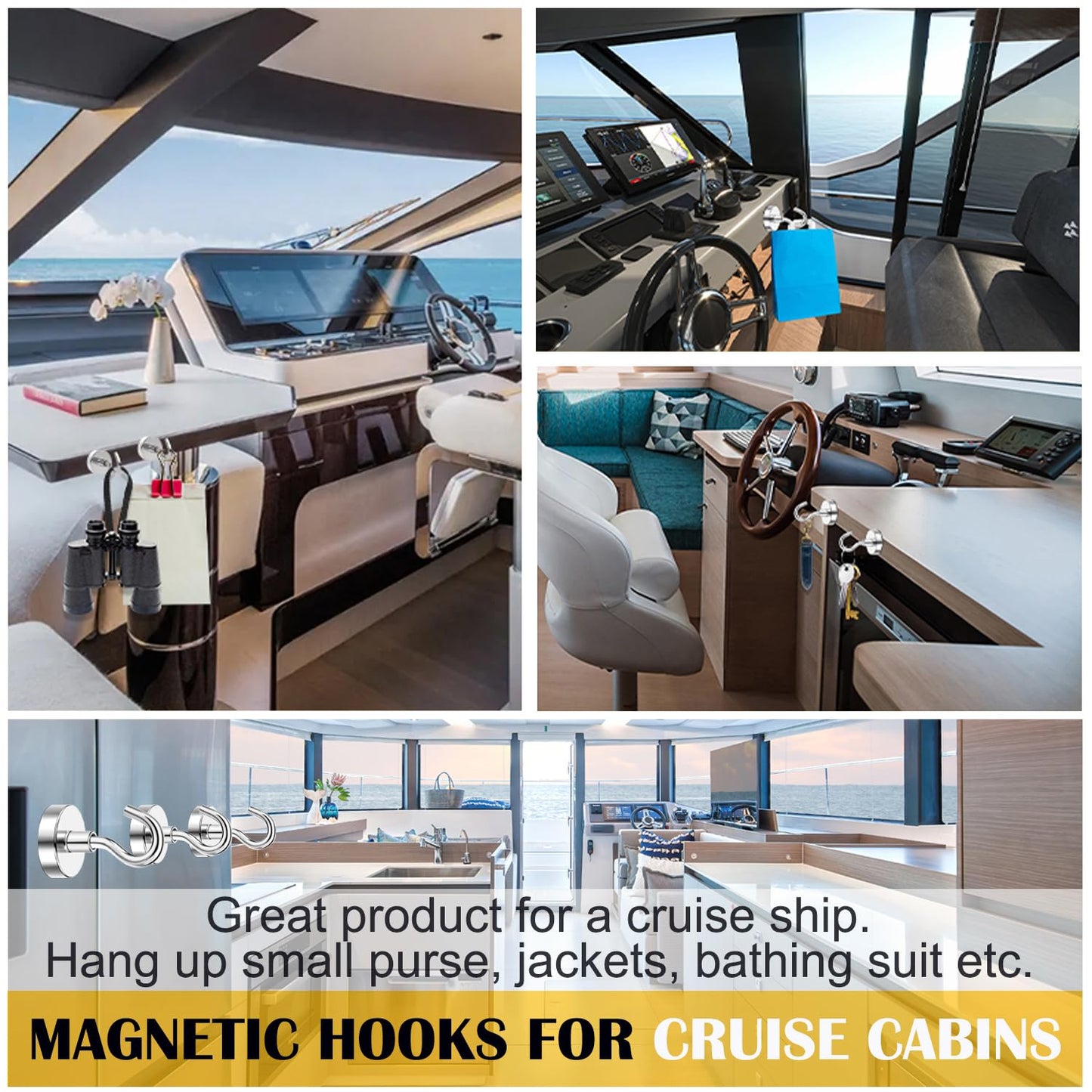 DIYMAG Magnetic Hooks, 50lbs Heavy Duty N52 Rare Earth Magnets with Hook 2026 Cruise Cabin Ship Essentials for Fridge Hanging Classroom Beach Vacation Kitchen Grills Home Must Have 6 Pack