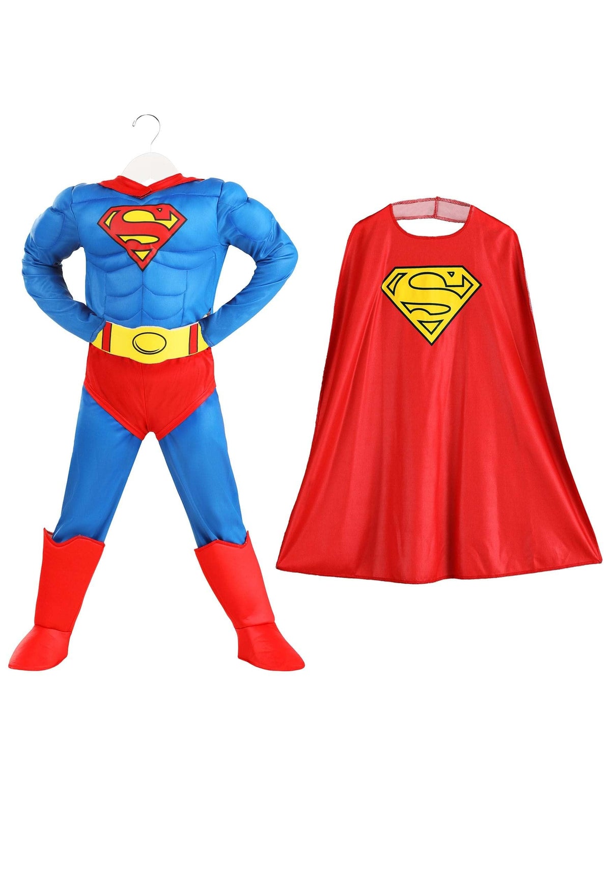 Toddler Classic Superman Costume, Red & Blue Superhero Suit & Red Cape for Movie Hero Comic Cosplay & Halloween 2T
