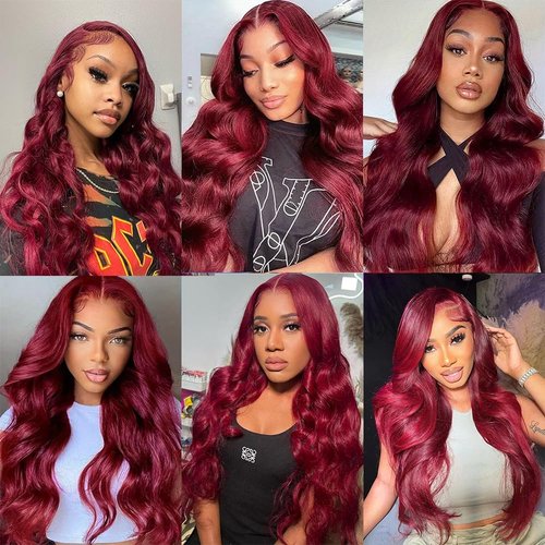 Vinmdonm 99J Human Hair Bundles Wine Red Body Wave 3 Bundles 20 22 24 inch Burgundy Bundle Human Hair Extensions for Women