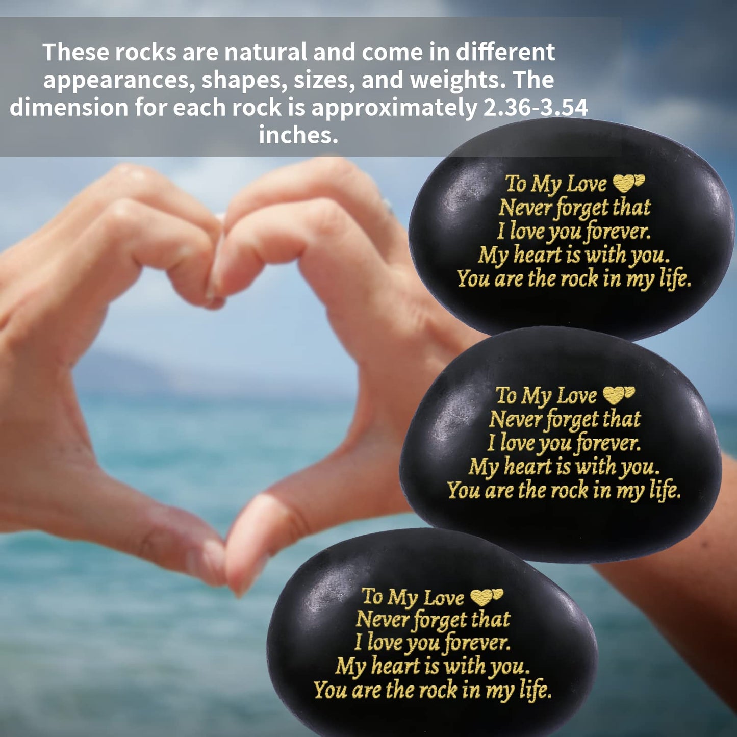 Anniversary Wedding Gifts for Him Her Boyfriend Girlfriend Husband Wife, Unique Engraved Rock Gifts with Romantic Words, 2.3-3.5 inches Stones Gifts