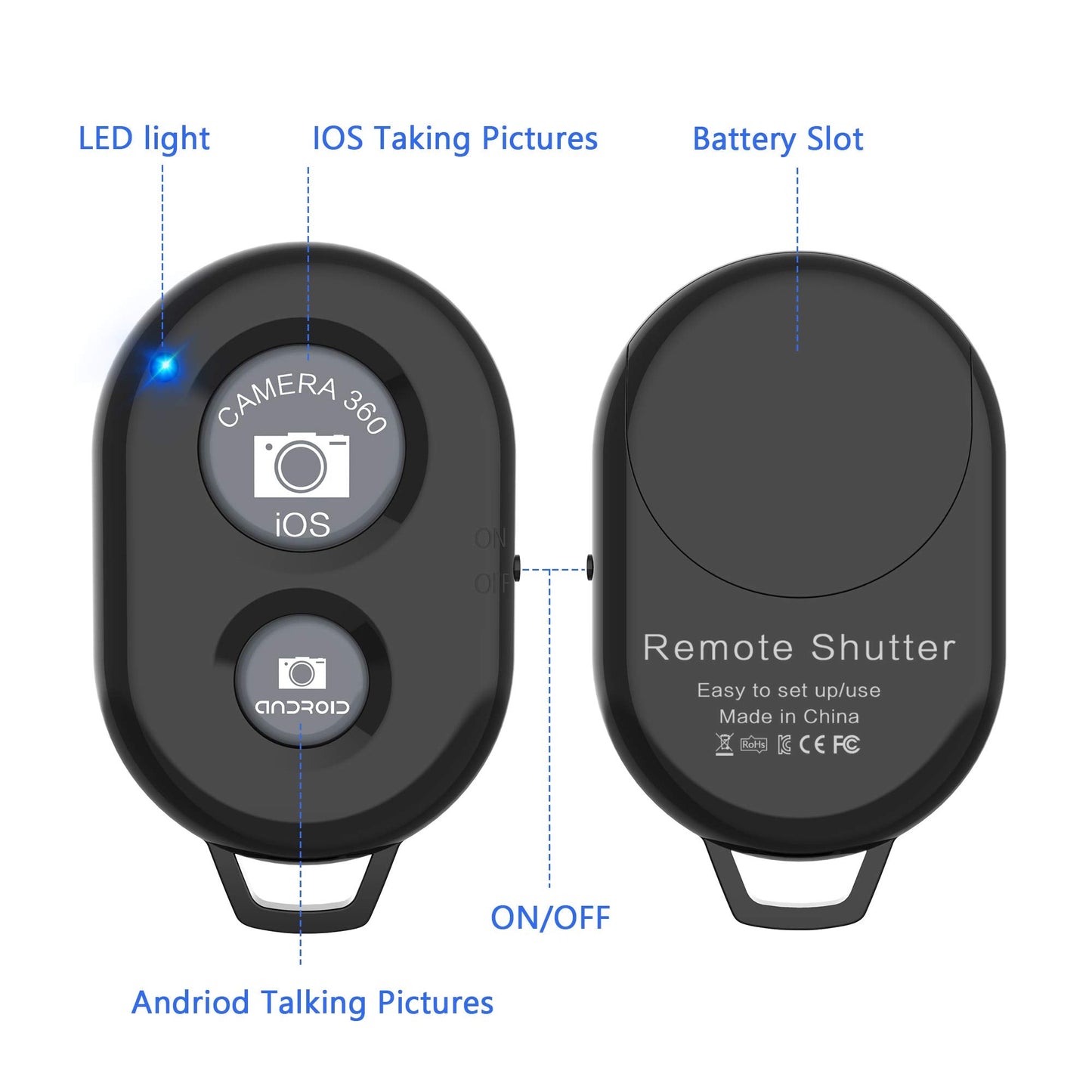 Wireless Camera Remote Shutter For Smartphones (2 Pack), Zttopo Wireless Phone Camera Remote Control Compatible With Iphone/Andr