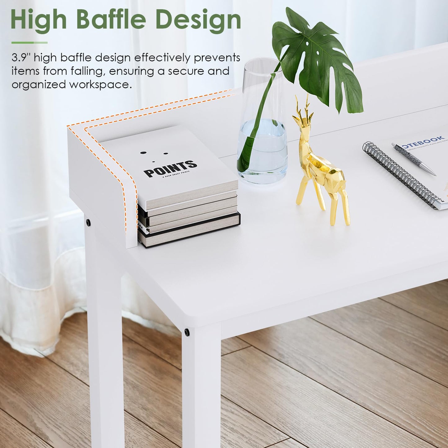 Arlopu Overbed Table with 360° Wheels, Queen Size Mobile Bed Desk with Heavy Duty Metal Leg, Sturdy Laptop Cart & Dining Table for Bedroom, Living Room, Hospital Use (White)