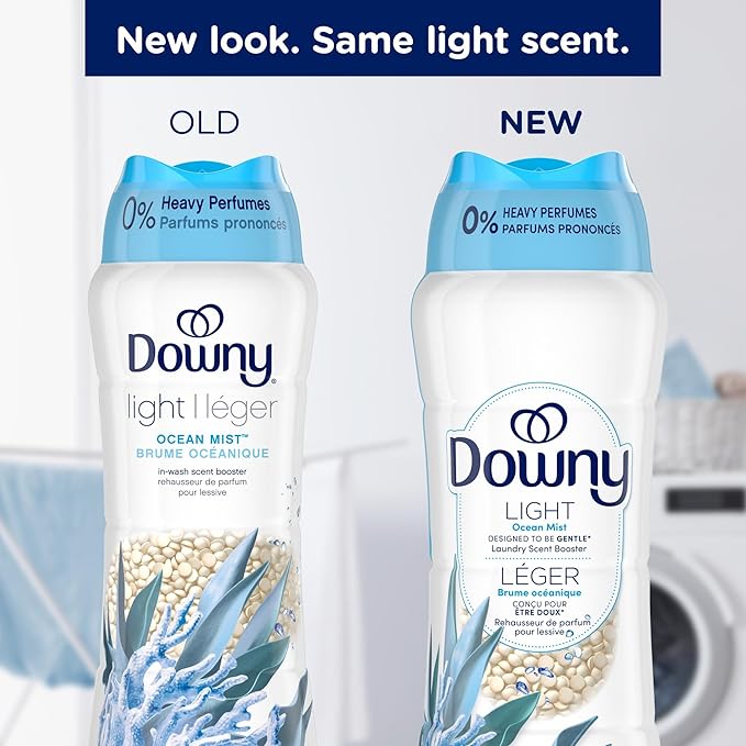 Downy Light Laundry Scent Booster Beads, Ocean Mist Scent, 24 OZ, In-wash fabric beads designed to be gentle with a light boost of scent, No Heavy Perfumes