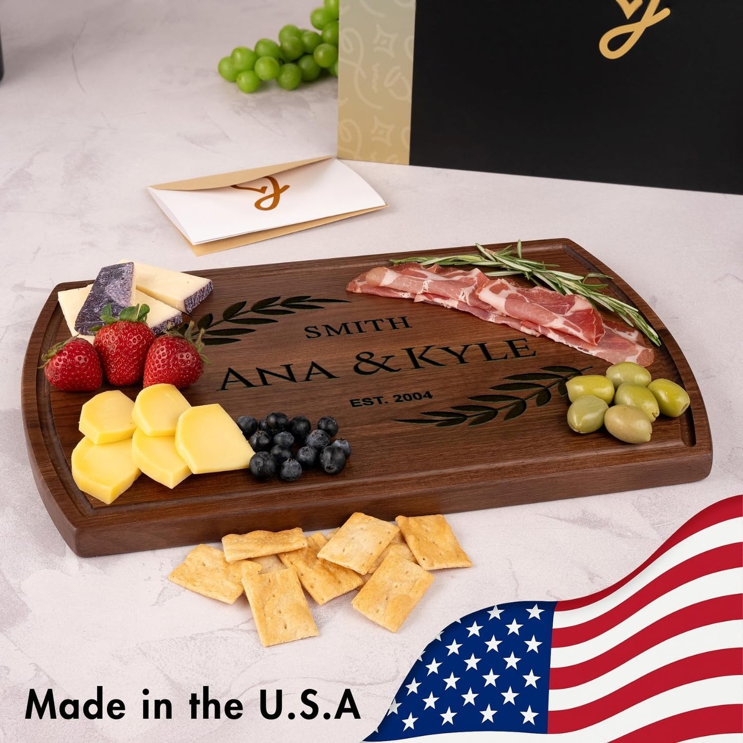 Personalized Wedding Gifts for Couples - Custom Cutting Board, Engraved Wood Charcuterie Board, Bridal Shower & Anniversary Gift, Customized Kitchen Board, Unique Gift Idea for Newlyweds