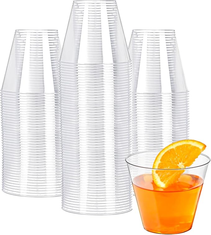 N9R 100PCS 9 oz Clear Plastic Cups for Cold Beverages, Disposable Plastic Cups Tumblers, Heavy Duty Cocktail Cups for Part...