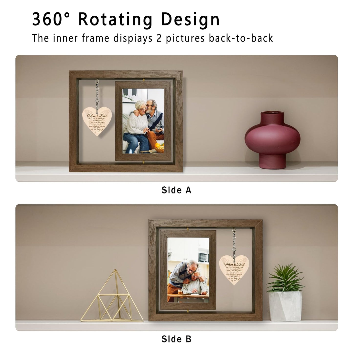EYITUPC Loss of Mother & Father Sympathy Gift Memorial Gifts for Loss of Mom Dad Picture Frame, In Memory of Parents Grief Remembrance Bereavement Gifts, Display Two 4x6