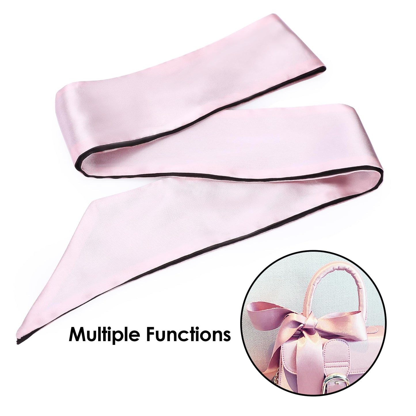 FRESHME 2pcs Satin Blind Eye Sleeping Mask - Silk Adjustable Satin Blindfold Gift Soft Eye Covers for Travel Nap Bedroom, Double Sides Pink & Black+Black 2pc Set