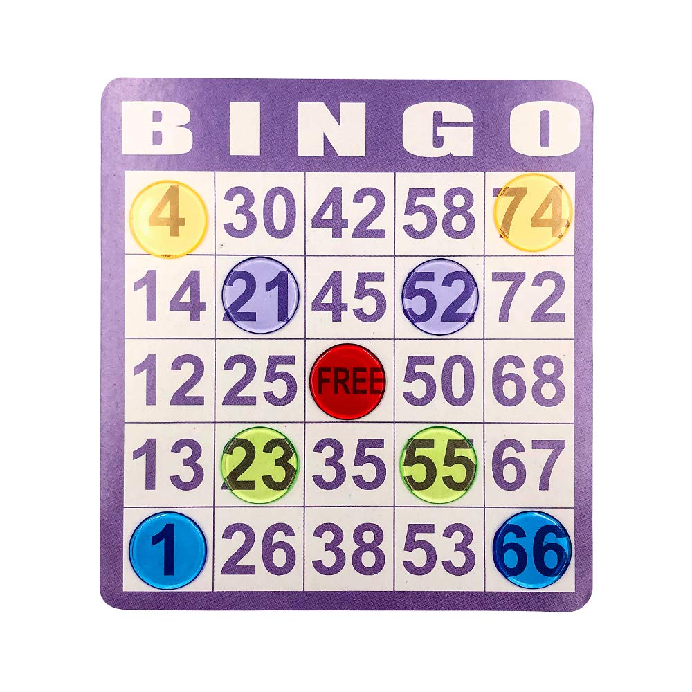 YH Poker Yuanhe Bingo Cards Game Set - Includes 100 Bingo Cards and 1000 Colorful Transparent Bingo Chips, Great for Bingo Games,Card Games, School Classroom Games,Family Gathering Activity