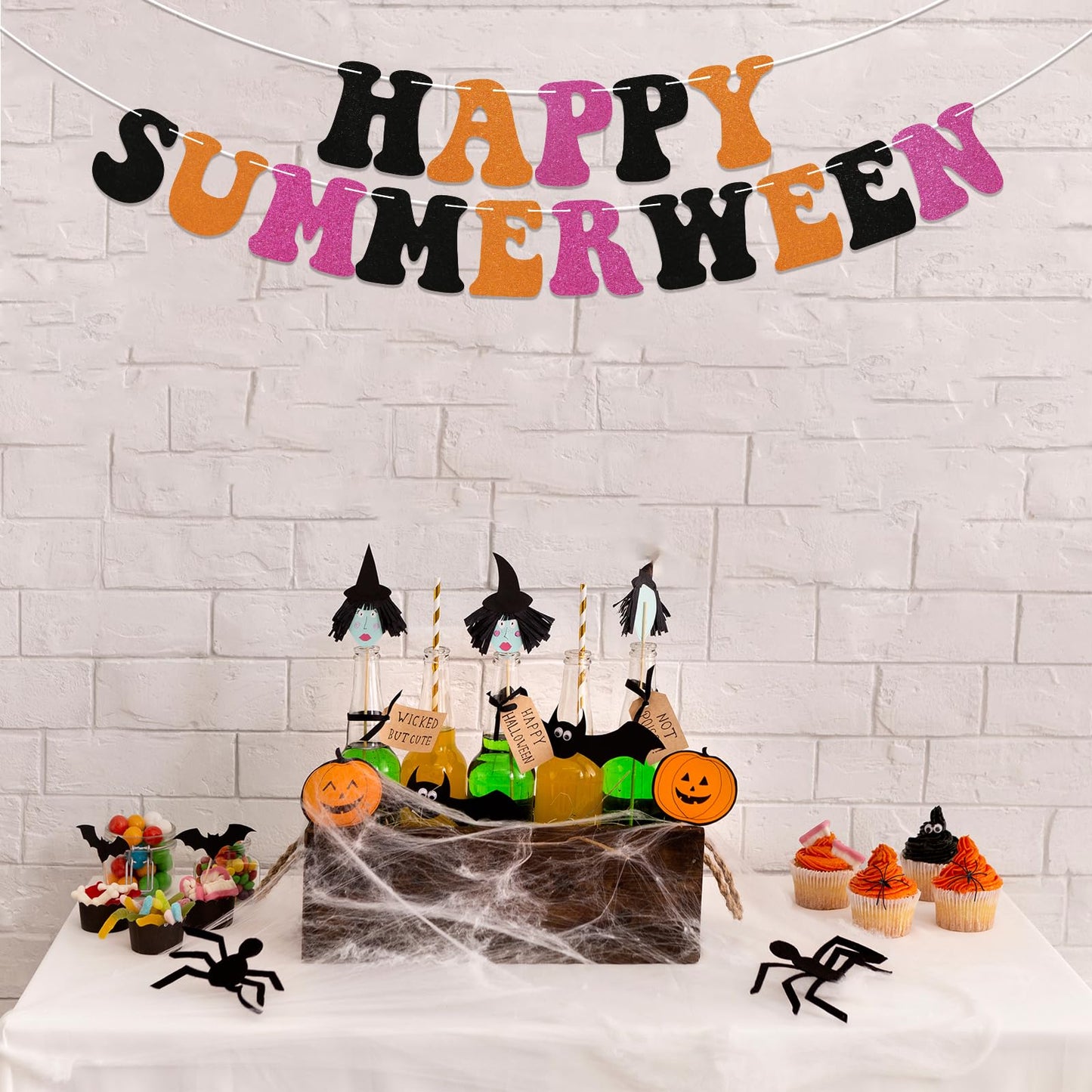 Happy Summerween Banner Summerween Birthday Party Decorations Summer Halloween Ghost Birthday Bachelorette Party Decorations