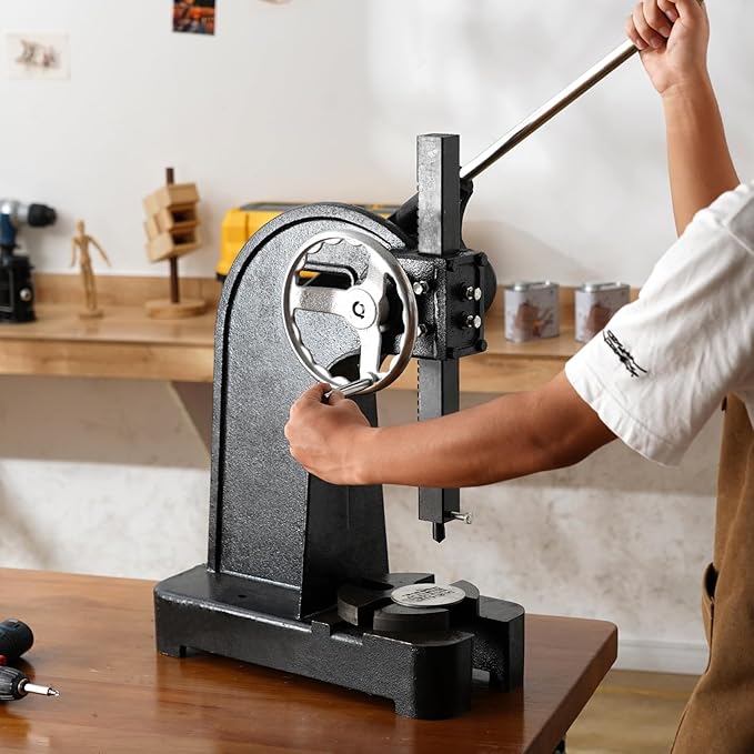 VEVOR Arbor Press, 3 Ton Ratchet Type Arbor Press, Ratchet Leverage Arbor Press with Handwheel, 12.2" Maximum Height, Cast Iron Manual Desktop Punch Press, for Stamping, Bending, Stretching, Forming