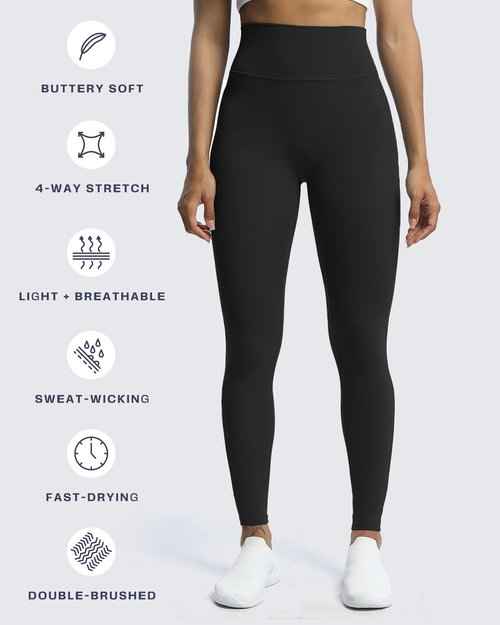 Aoxjox High Waisted Workout Leggings for Women Trinity Yoga Pants 26.5" (Black 3 Pieces Pack, Medium)