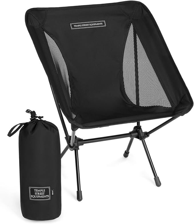 Temple Street Equipment TSE LC100 Compact Camping Chair, 2lbs Super Lightweight Outdoor Folding Chair. Portable for Hikin...
