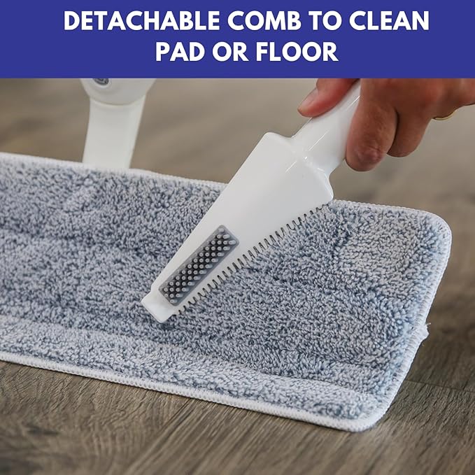 Don Aslett's Spray Mop Plus+ for Floor Cleaning| 360° Rotatable Head | Reusable Microfiber Pad | Rubber Scraper | Refillable | Cleaning Pods | All Floor Types Including Laminate, Hardwood, Tile