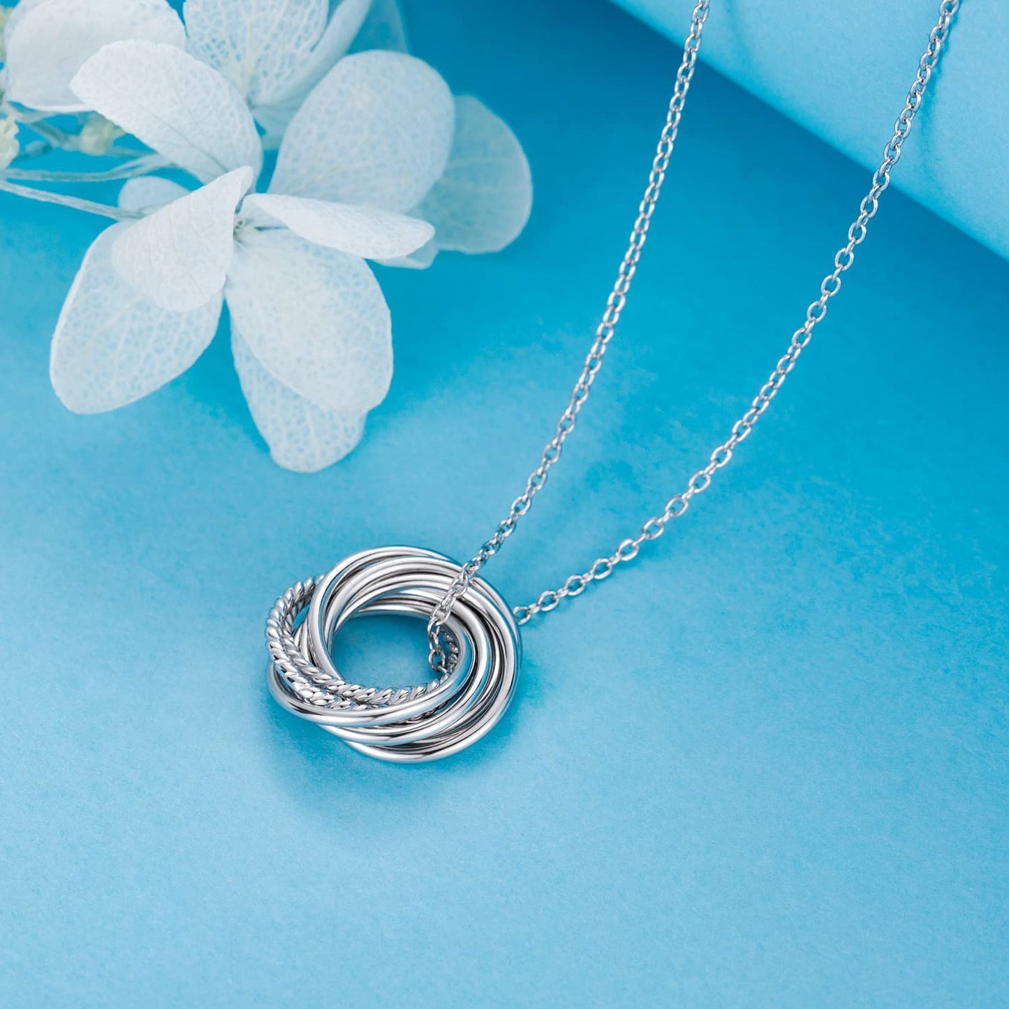 Annamate 80th Birthday Gifts for Women 925 Sterling Silver 8 Circles Necklace For Her Eight Decade Jewelry 80 Years Old Birthday Gift