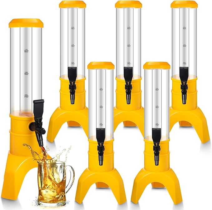 Domensi 6 Pcs Drink Tower Dispenser Mimosa Tower with Ice Tube and Bottomless Mimosa Lunch Beer Beverage Drink Tabletop Li...