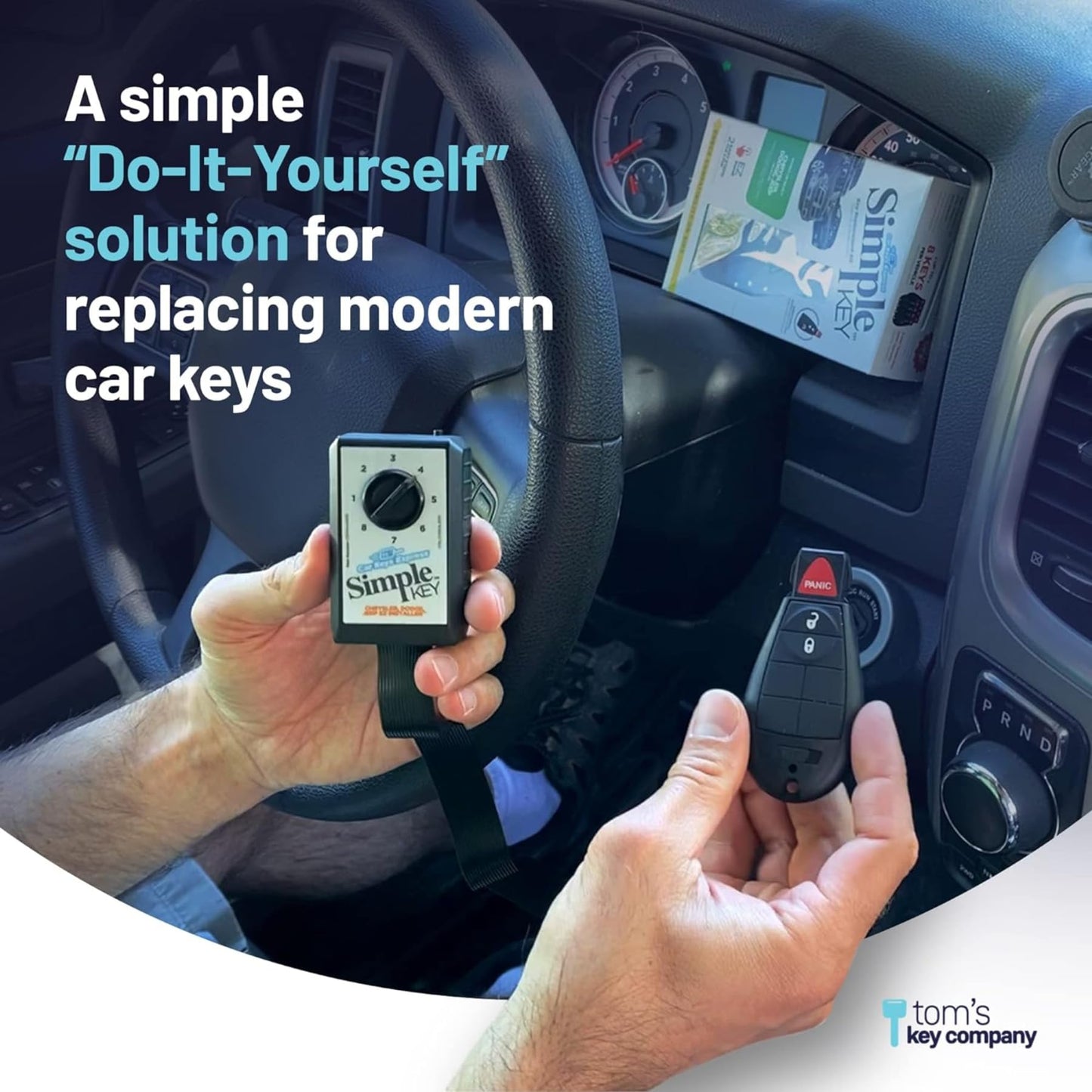 Simple Key, Key Fob And Key Programmer With Interchangeable 3 & 4 Button Keypads Compatible For Select Chrysler, Dodge, Jeep, Ra