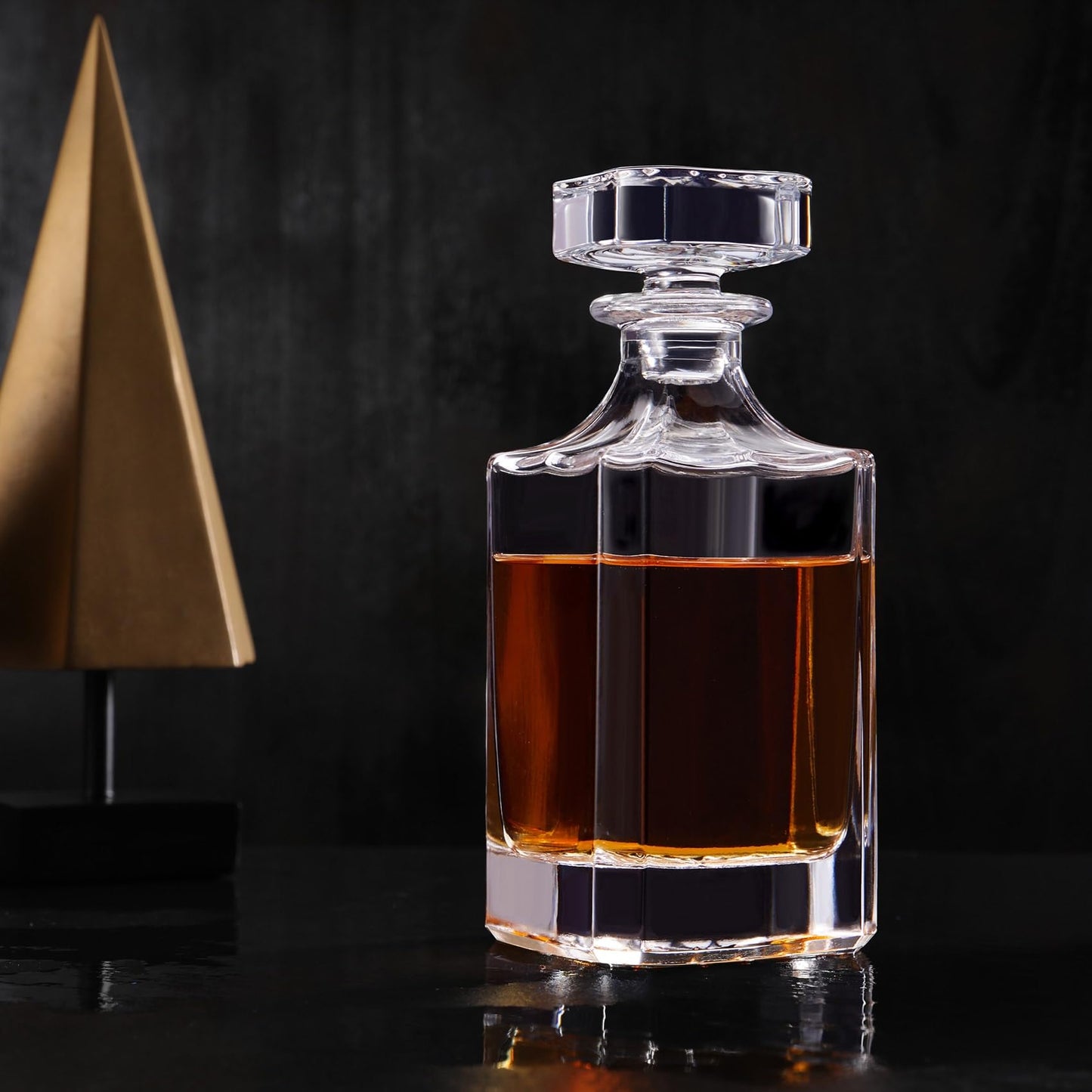 Royalrose Premium ClassicSquare Whiskey Decanter Set, A Timeless Gift for Men, Whiskey Glassware, Anniversary Birthday Gifts for Him Husband Boyfriend (Whiskey Decanter)