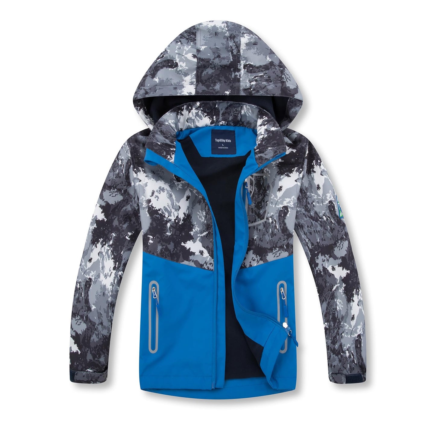 MGEOY Boys Rain Jacket Lightweight Waterproof Hooded Fleece Lined Raincoat Windbreakers for Kids Grey 8/9