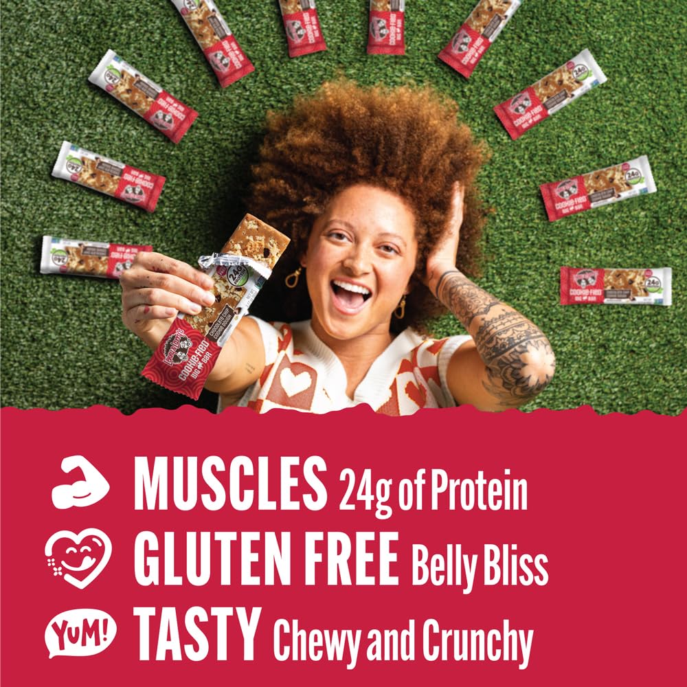 Lenny & Larry's Cookie-fied BIG BAR – Chocolate Chip Cookie Dough Vegan Protein Bars 12x90g – Healthy Snacks, 24g Plant Protein & 10g Prebiotic Fiber – Gluten free Power Bar, Keto Friendly & Vegan