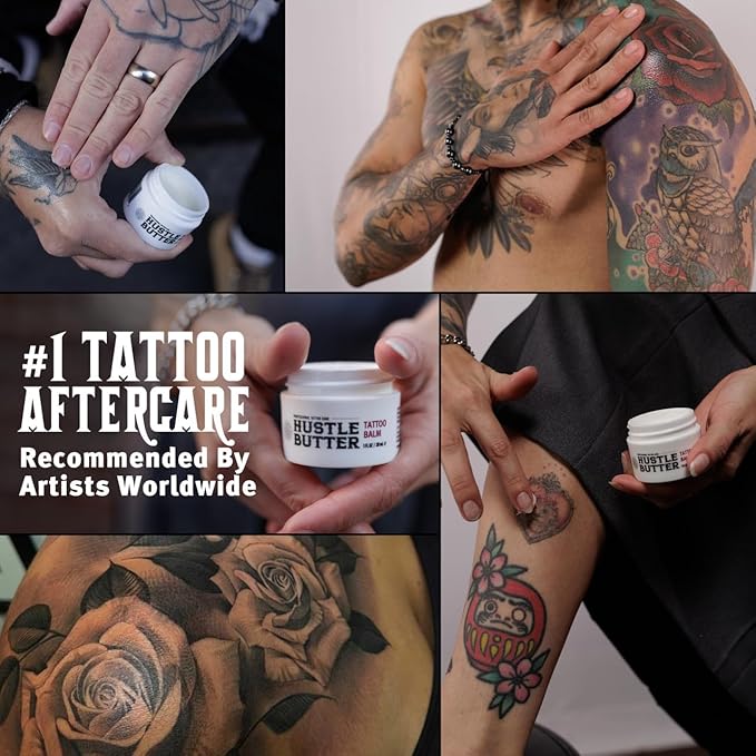 Hustle Butter Deluxe – Tattoo Butter for Before, During, and After the Tattoo Process – Lubricates and Moisturizes – 100% Vegan Replacement for Petroleum-Based Products – 1 oz