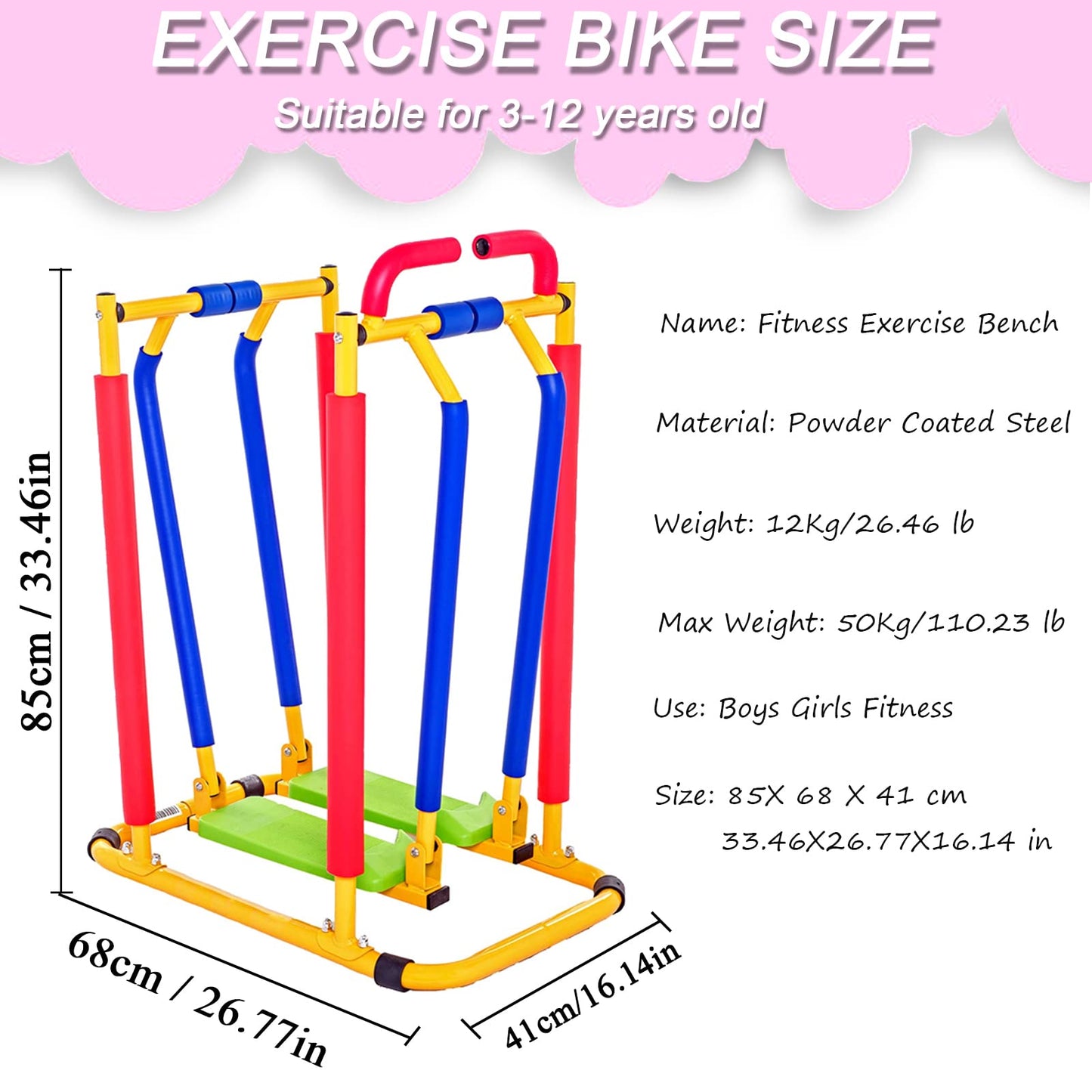 QBDGXFC Children's Treadmill for Kids Fitness Exercise, Kids' Adjustable Fun Exercise Toy, Indoor Outdoor Fitness Equipment, Fitness Exercise Equipment for Kids